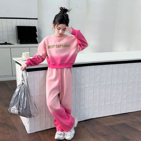 Girls Korean Gradient Sweat Set – Autumn Winter Outfit – Outfit Sets – Image 6