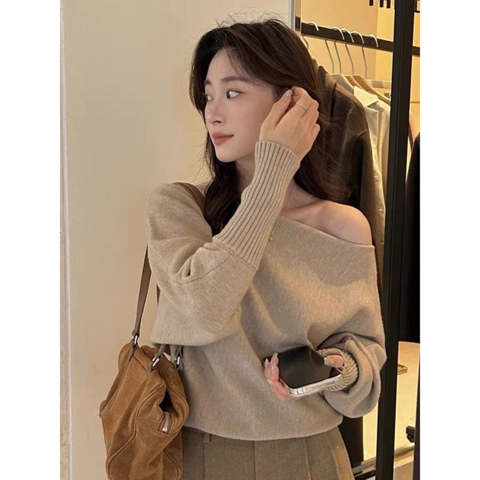 STOCK-One-Shoulder Velvet Knit Inner Top