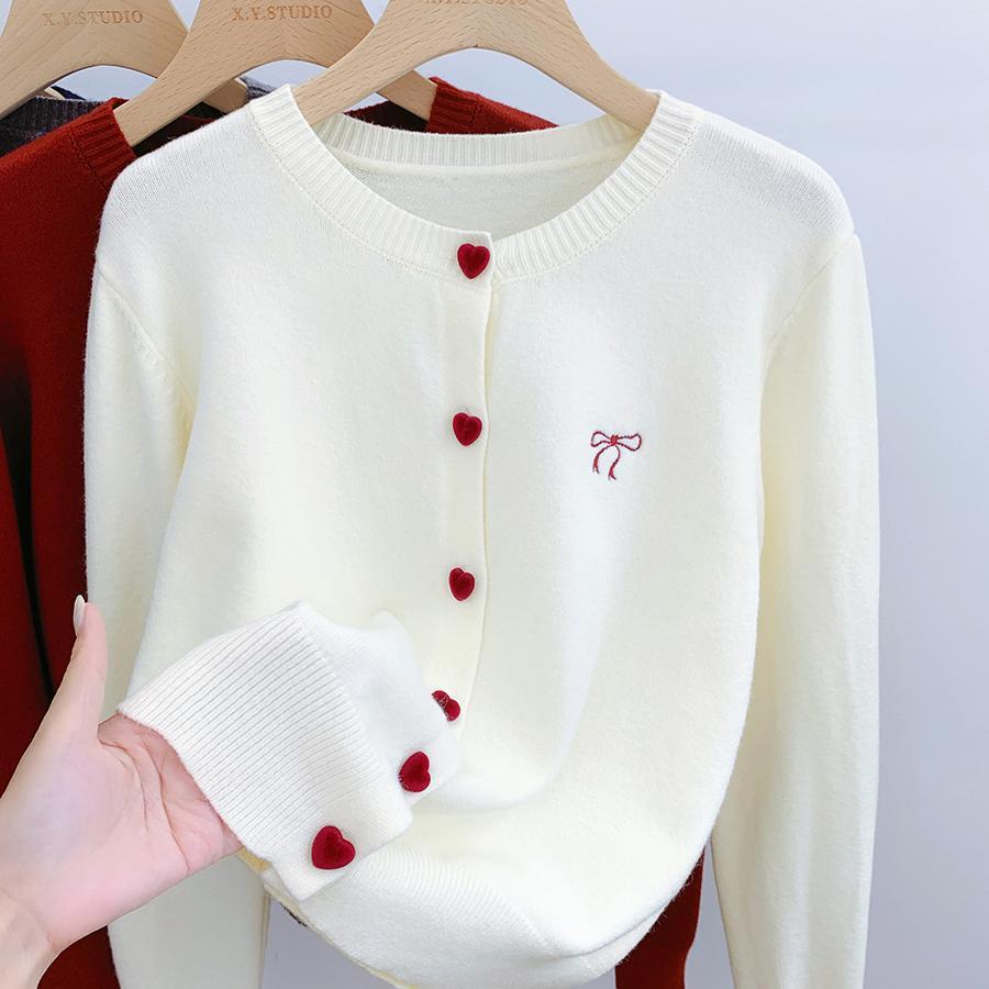 Sweet Long-Sleeve Knit Cardigan Top