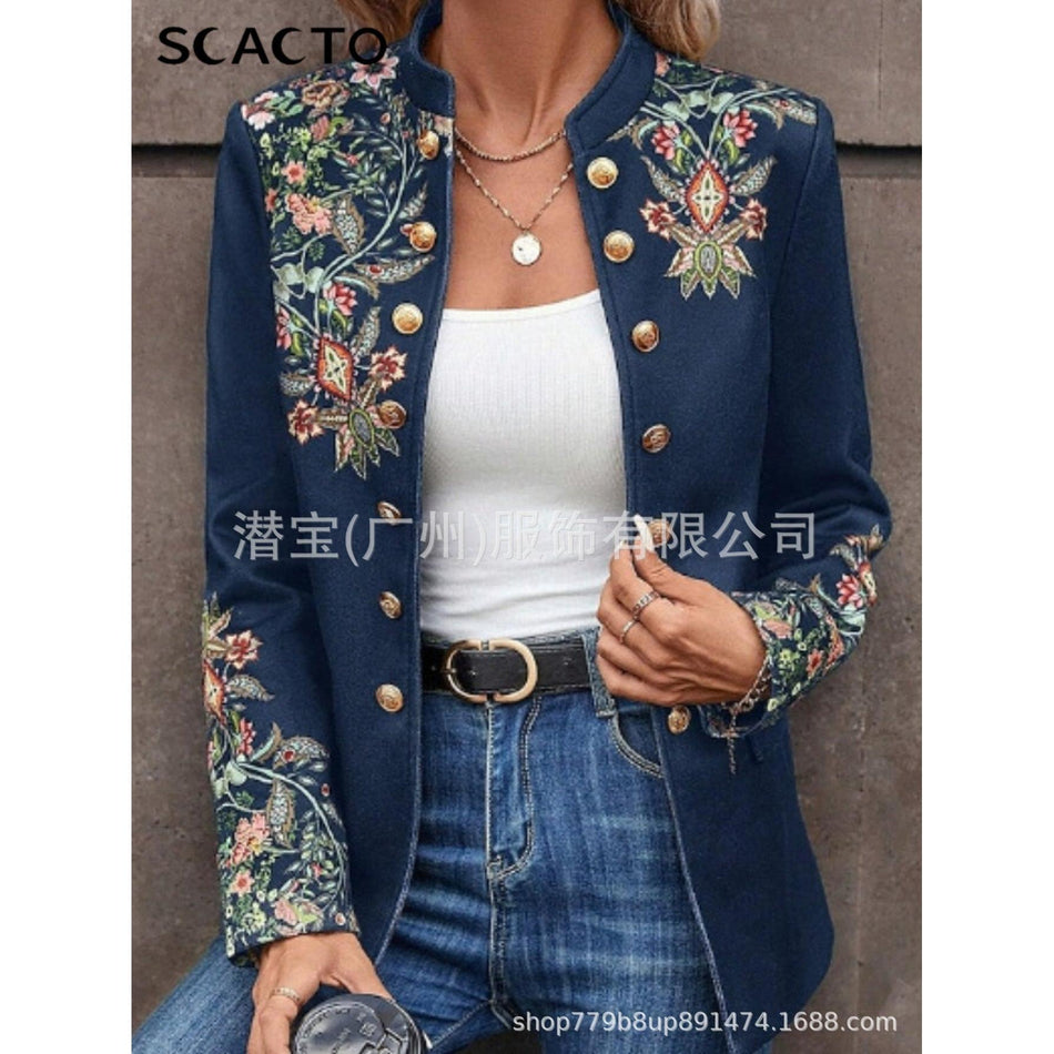 Women's Printed Double-Breasted Jacket