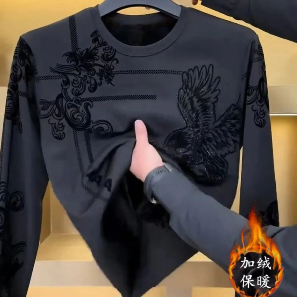 Men’s 2025 Fleece-Lined Warm Round Neck Sweater