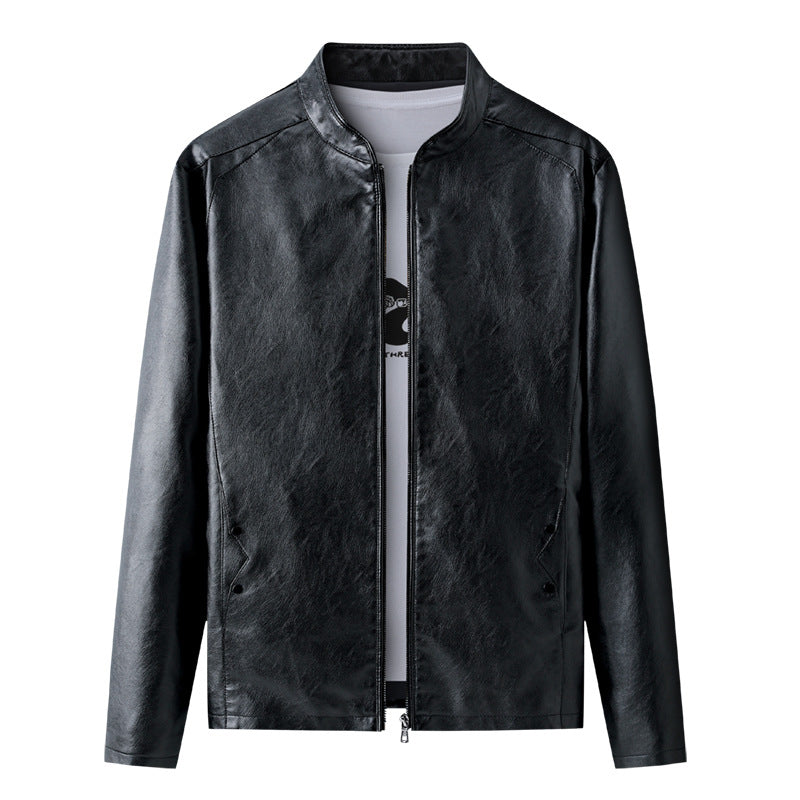 Men’s 2023 Korean-Style Large Leather Motorcycle Jacket