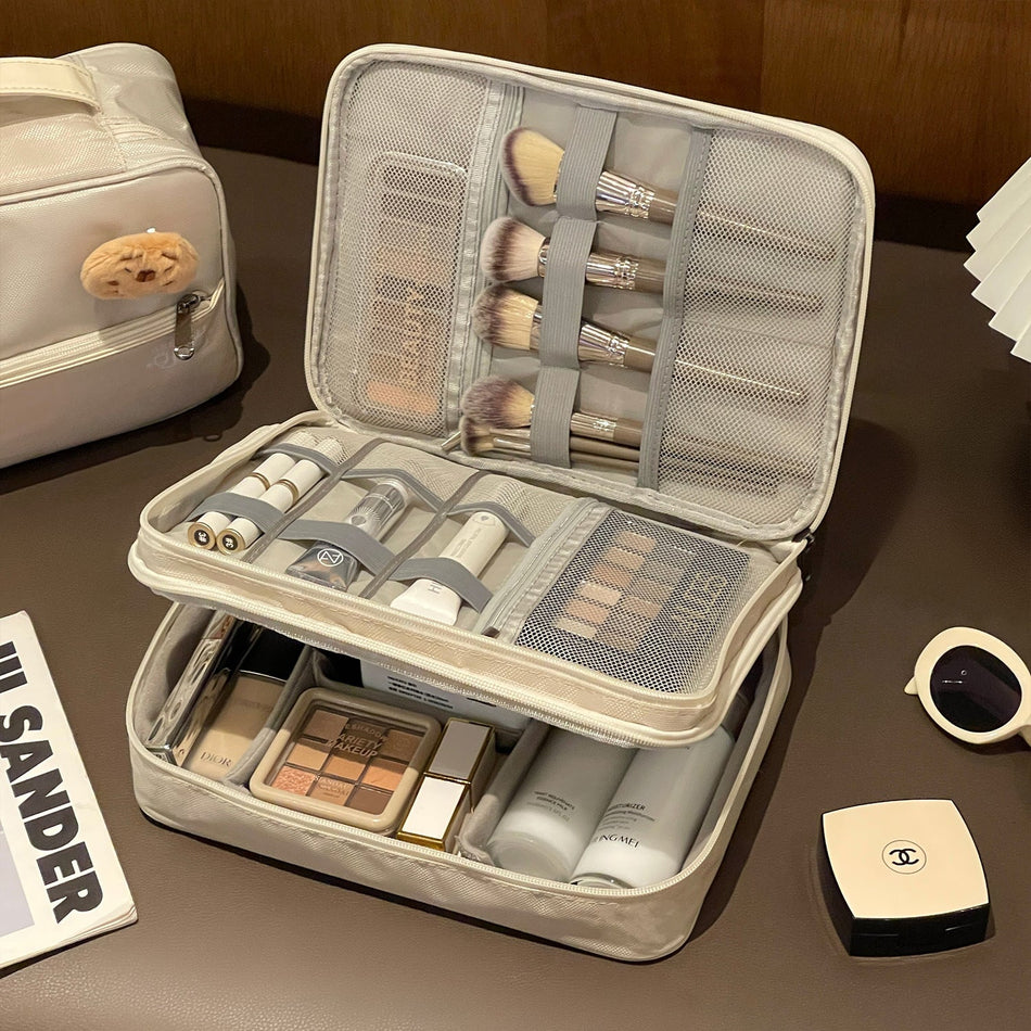 Layered Waterproof Cosmetic Bag Travel Case