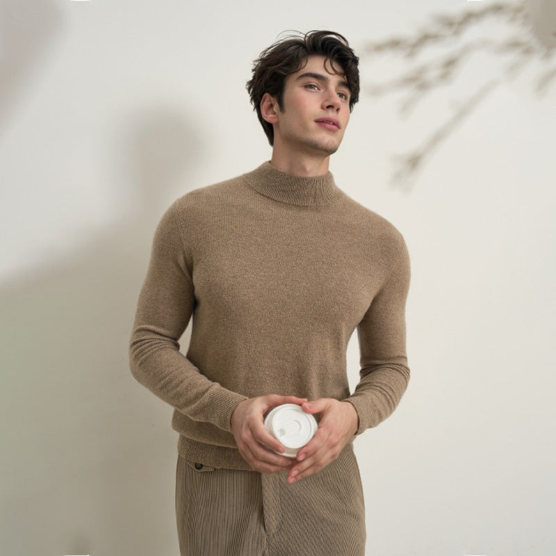 Men's Half Turtleneck Pullover Lazy Style Slim Knit Sweater
