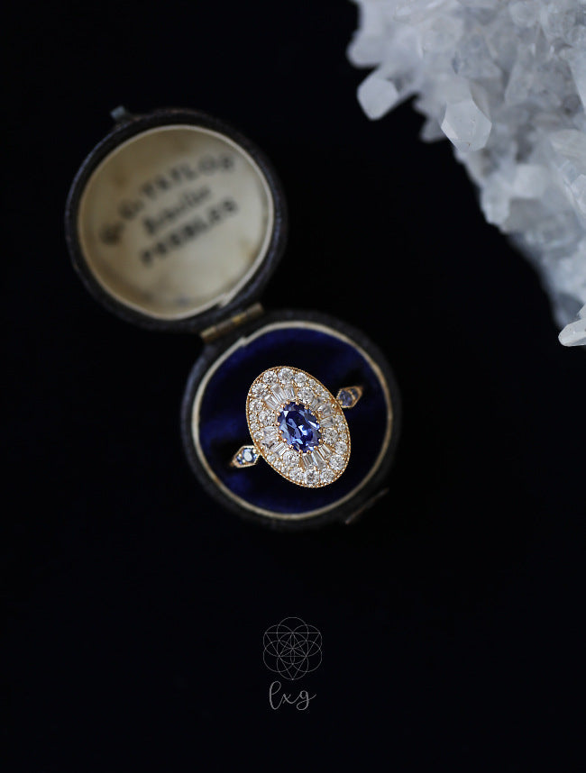 Zurich Blue Zircon Velvet Waves Statement Ring