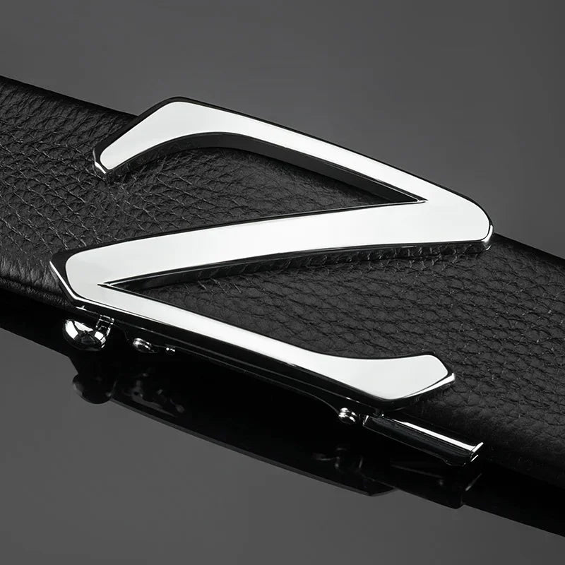 Men’s Automatic Buckle Belt – Z Design, First Layer Leather