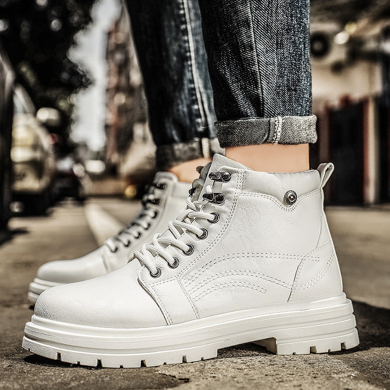 Men’s Black Leather Boots – Non-Slip Outdoor Work Shoes