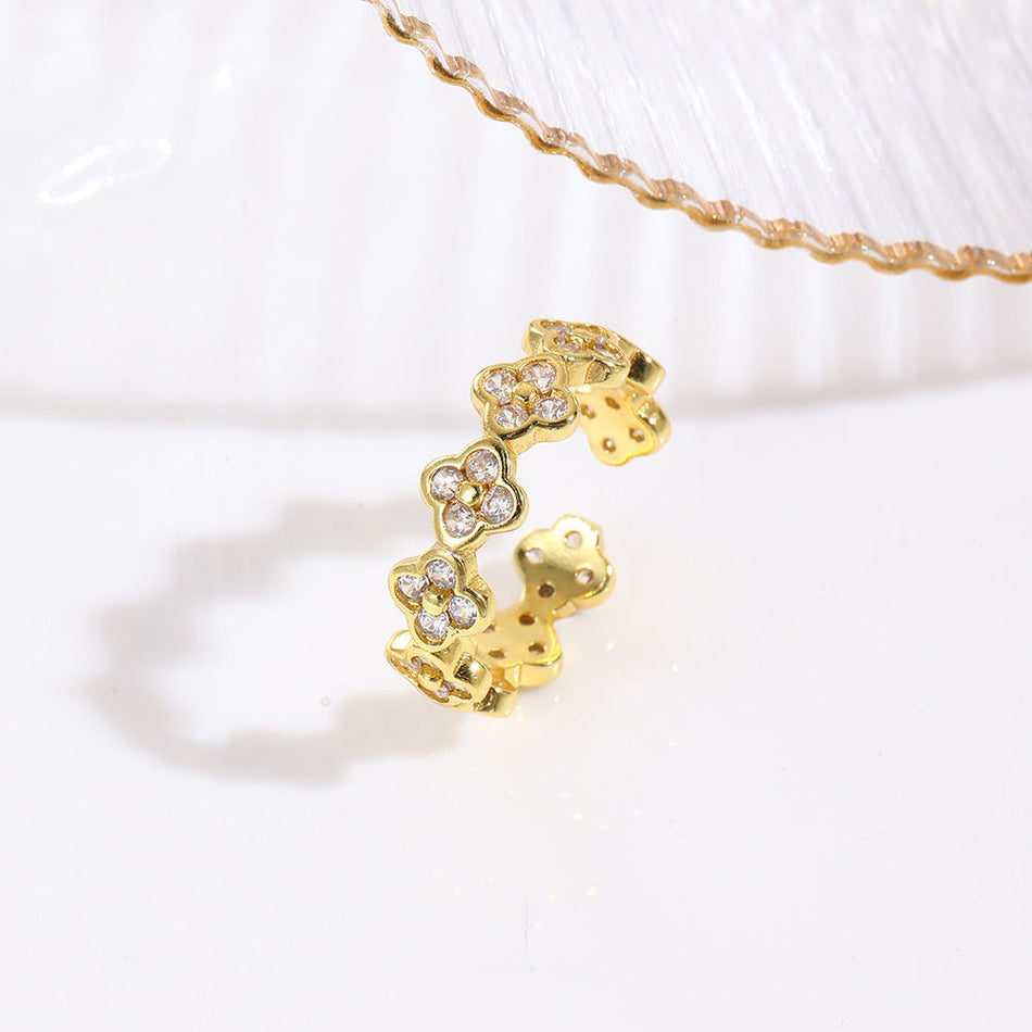 Four-Leaf Clover Colored Zircon Ring – Trendy Women’s Style