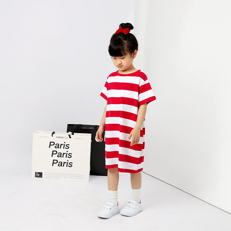 Girls’ Striped Princess Dress – Korean Style Summer Wear