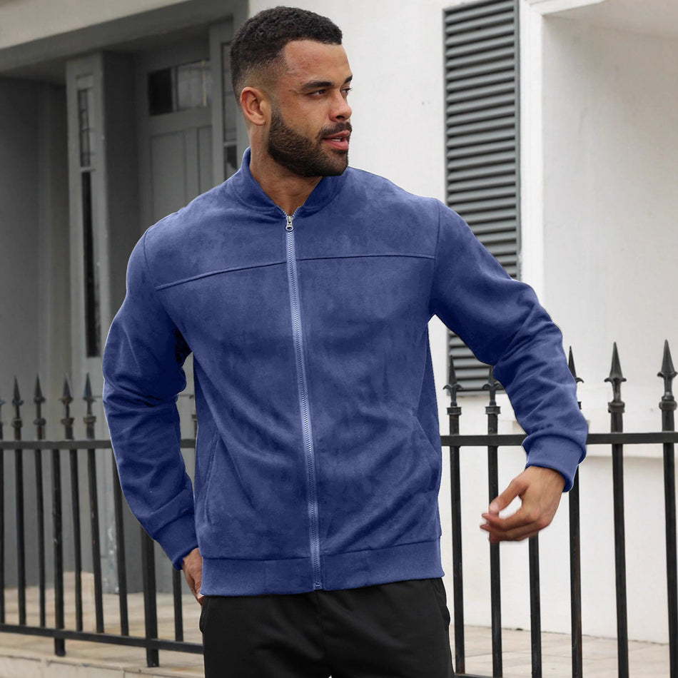 European American Autumn Suede Flight Jacket Men Retro Zipper