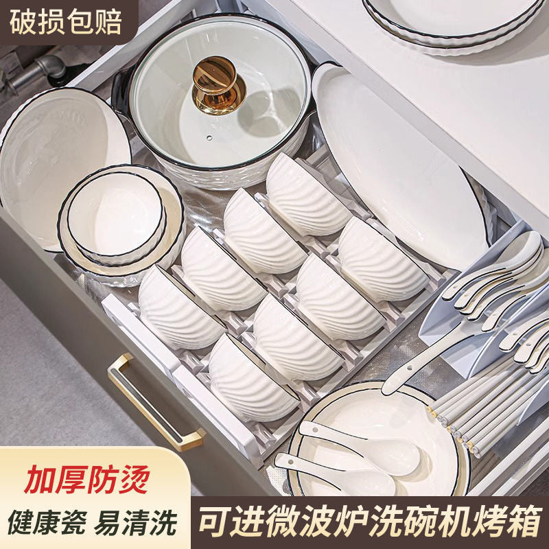 2024 Ceramic Dinnerware Set Bowls Plates & Chopsticks
