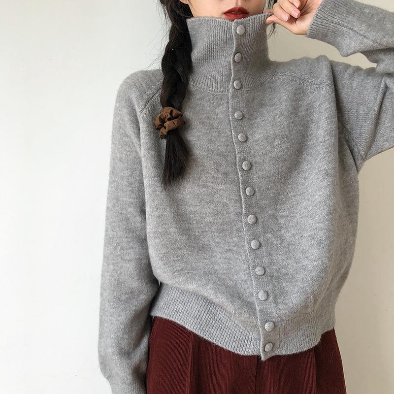 Women’s High Collar Retro Knit Cardigan