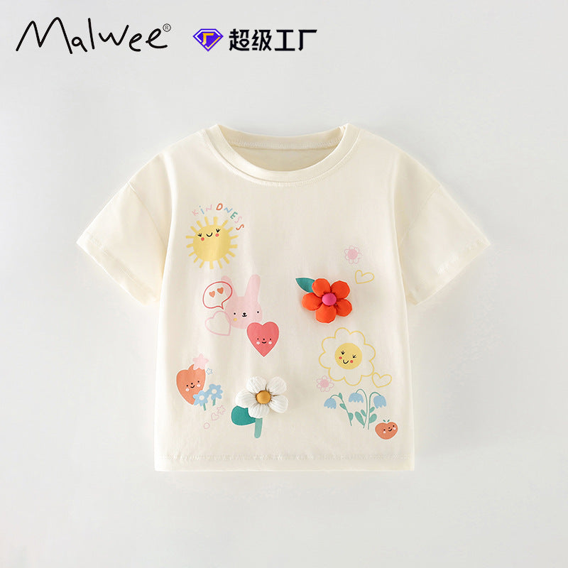 Malwee Girls Summer Cute Round Neck T-Shirt 2026 – Summer Kids Fashion Nepal | Tudoholic