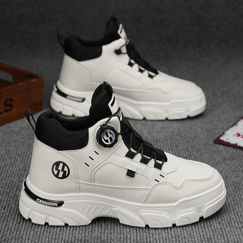 Men’s British Style Leather Martin Boots Winter Fleece