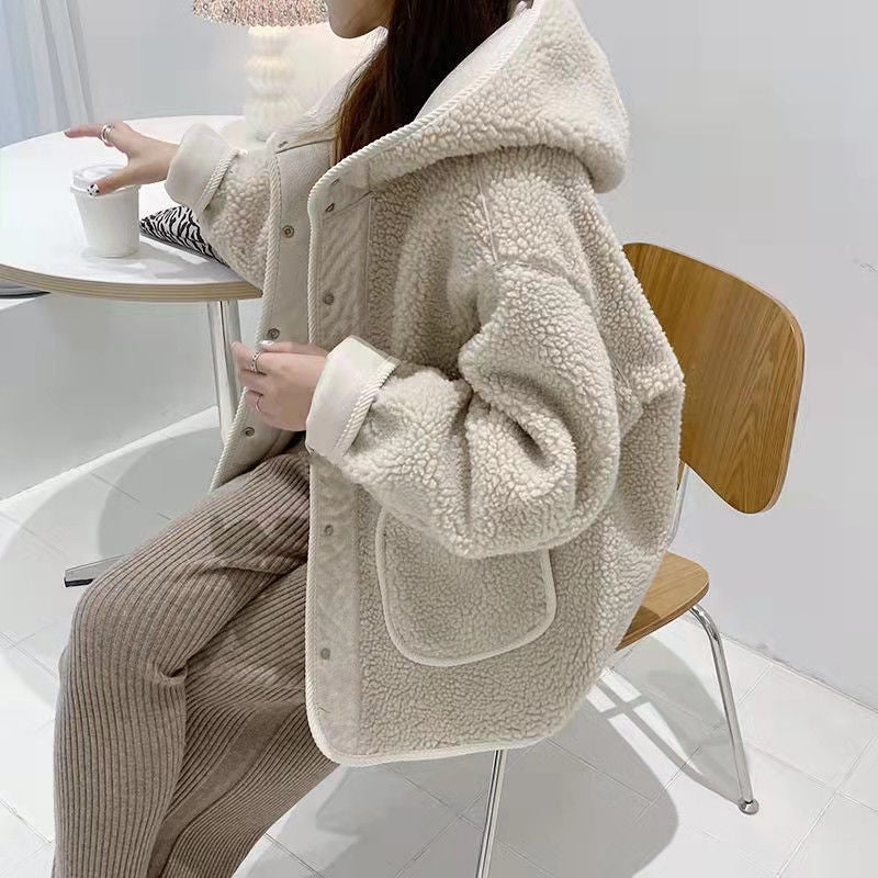 Lamb Plush Hooded Jacket