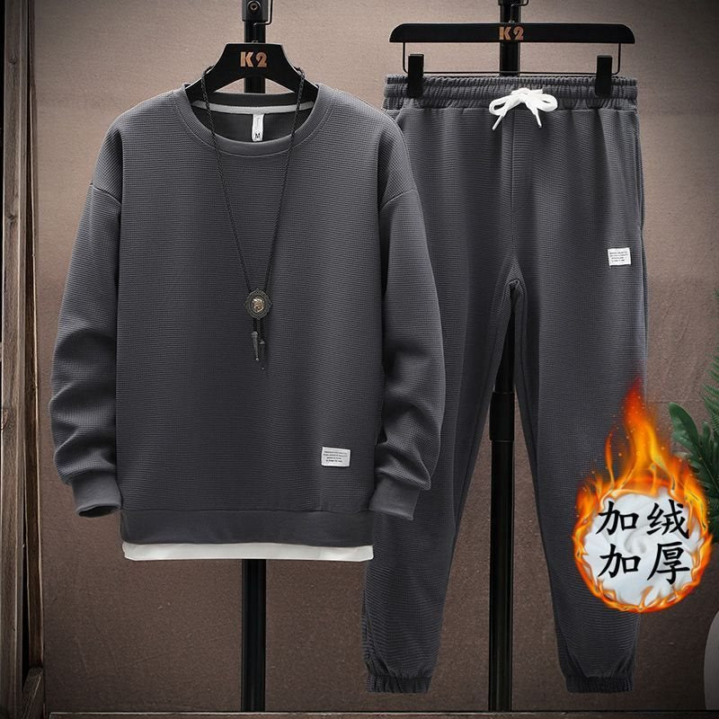 Men’s Plush Waffle Suit – Warm Casual Winter Set