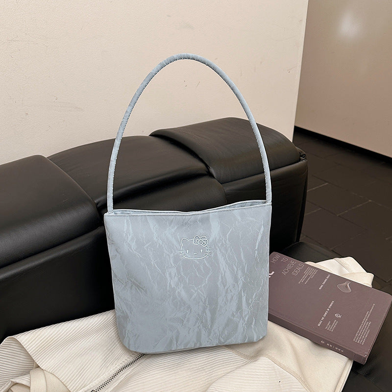 Women's Bucket Tote Shoulder Bag with Large Capacity Design