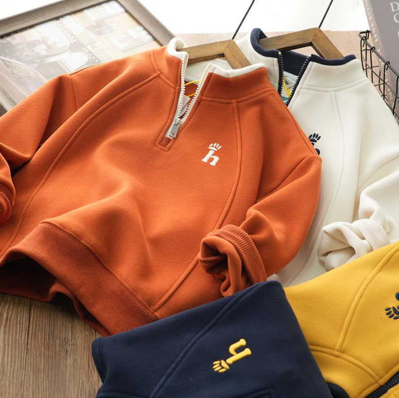 Boys Fleece Sweatshirt Winter 2025 New Style Kidsren Warm