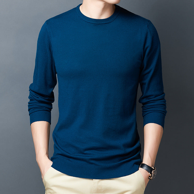 Men's Slim Round-Neck Sweater – Casual Long-Sleeve Pullover