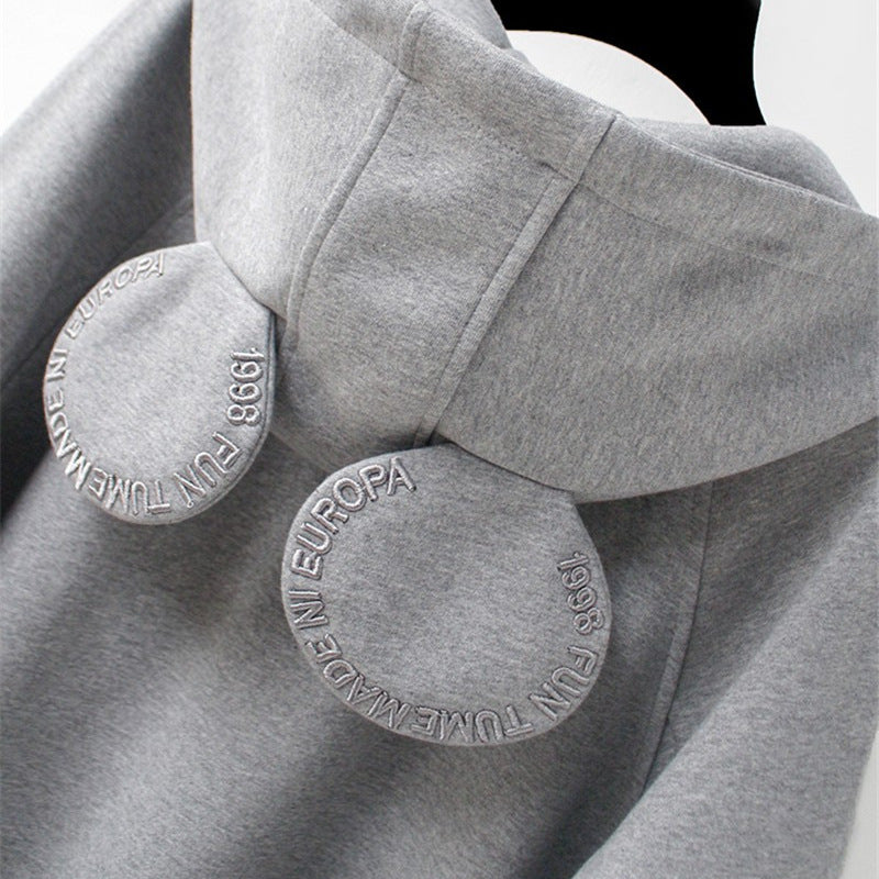 Women’s Hooded Cartoon Zipper Fleece Cardigan Jacket