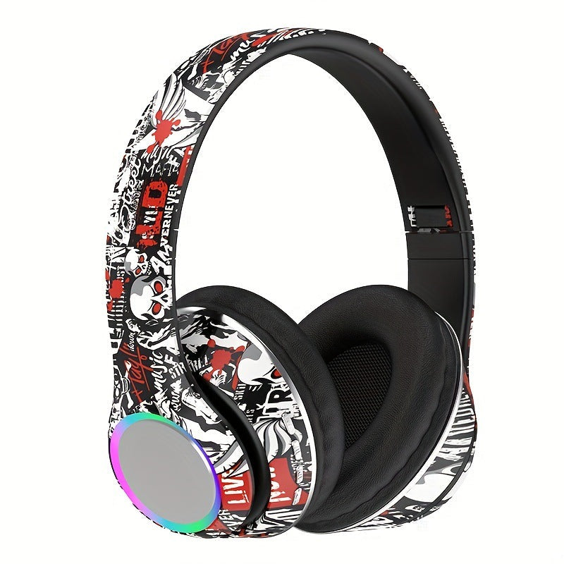 STOCK-Graffiti Style Wired Headphones-Mic & Condenser