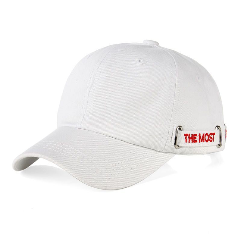Black hat (white) trendy all-match baseball cap men women summer sunshade hat