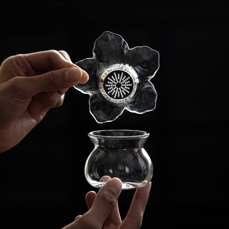 Petal Glass Tea Strainer Set Heat-Resistant Tea Filter