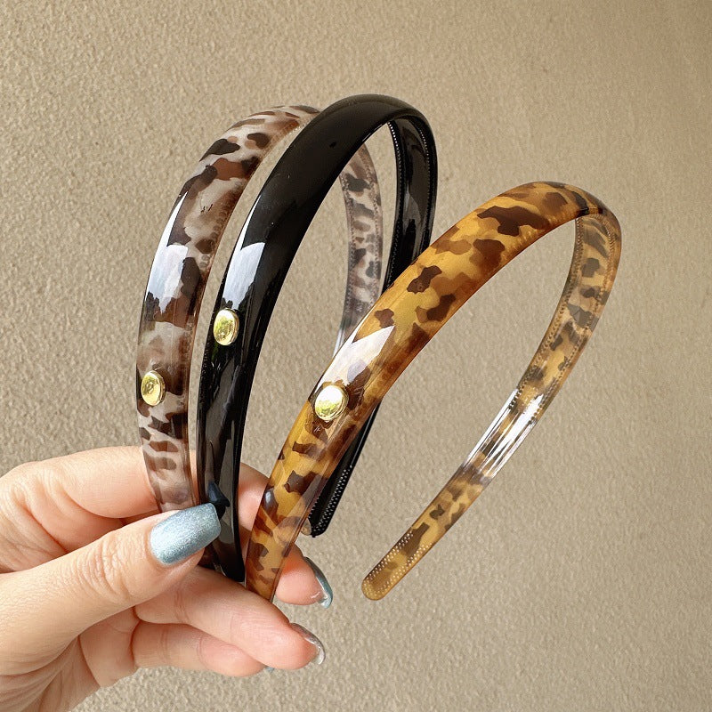 Leopard Print Alloy Headband – Retro Korean Chic