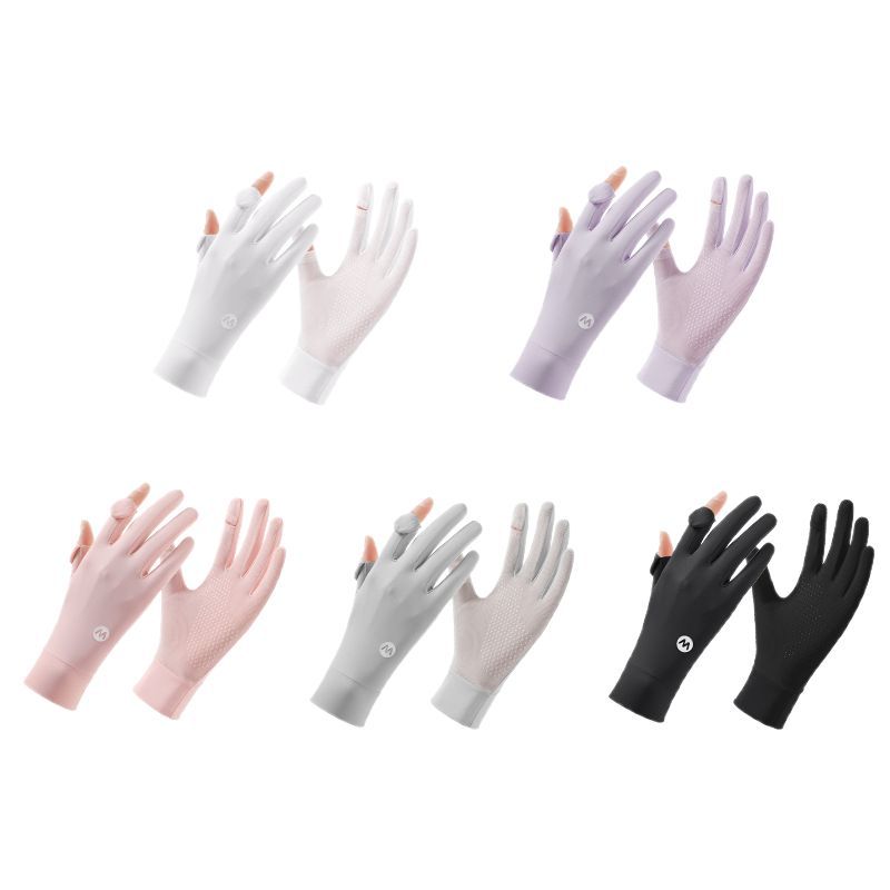 Women's UV-Proof Ice Silk Gloves – Touchscreen Ready