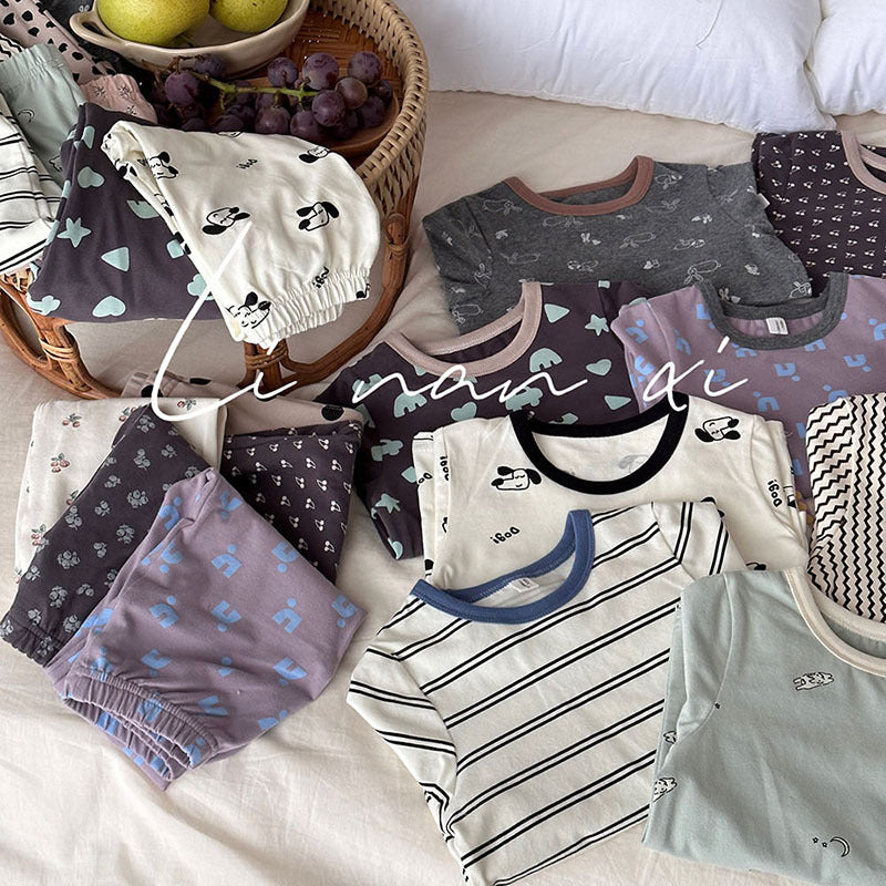 Cartoon Cotton Pajamas – Antibacterial Autumn Set for Kids