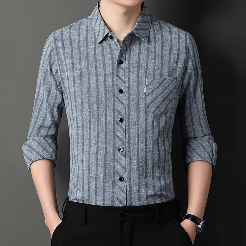 Men's Vertical Stripe Long Sleeve Shirt