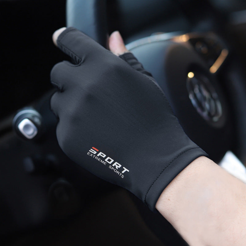 Ice Silk Half-Finger Gloves – Unisex Sun Protection for Riding &