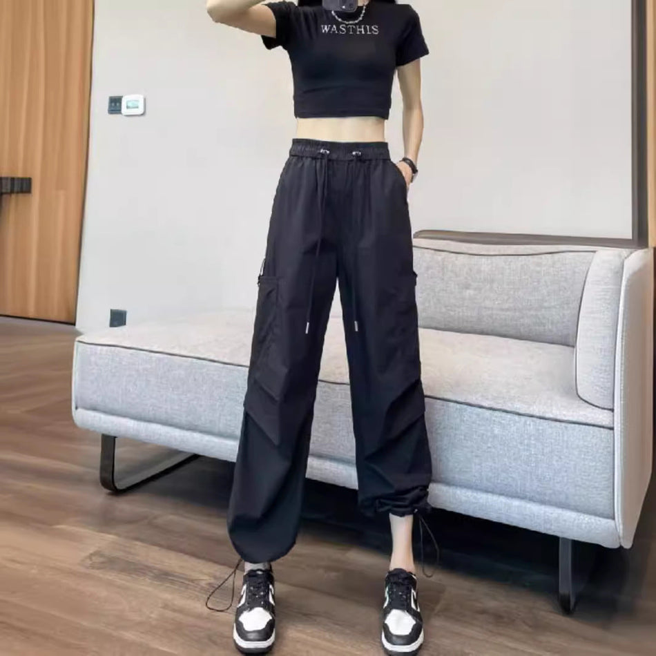 STOCK-High-Waist Quick-Dry Cargo Pants for Women