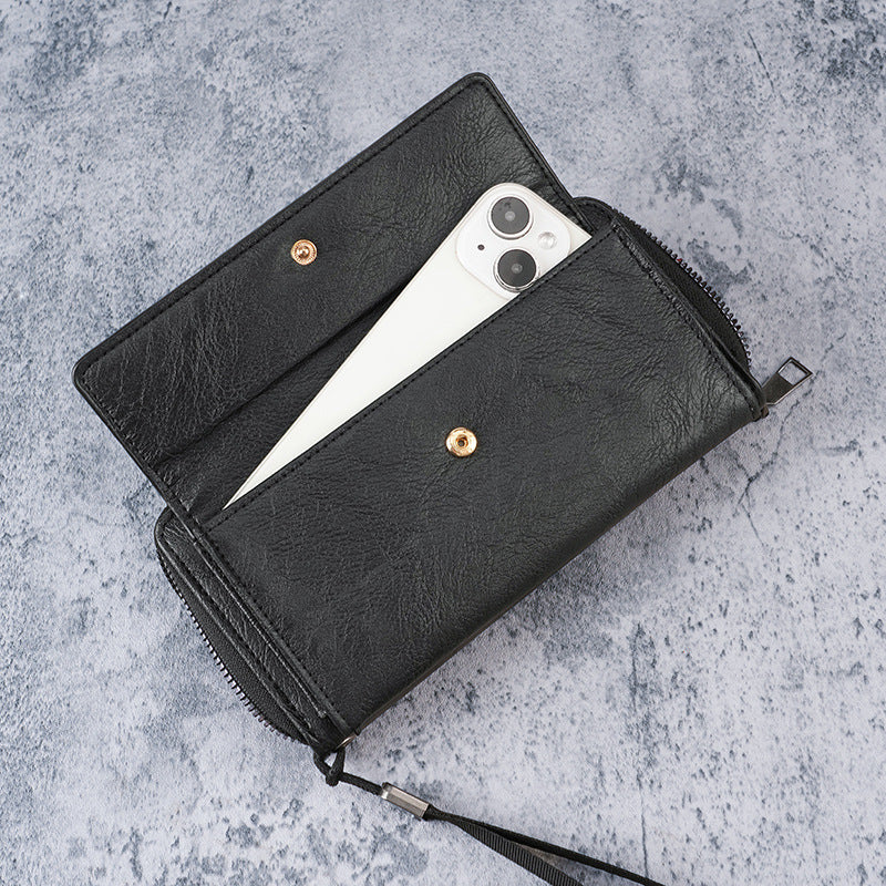 Unisex Business Zipper Clutch Wallet Large Capacity Card Bag