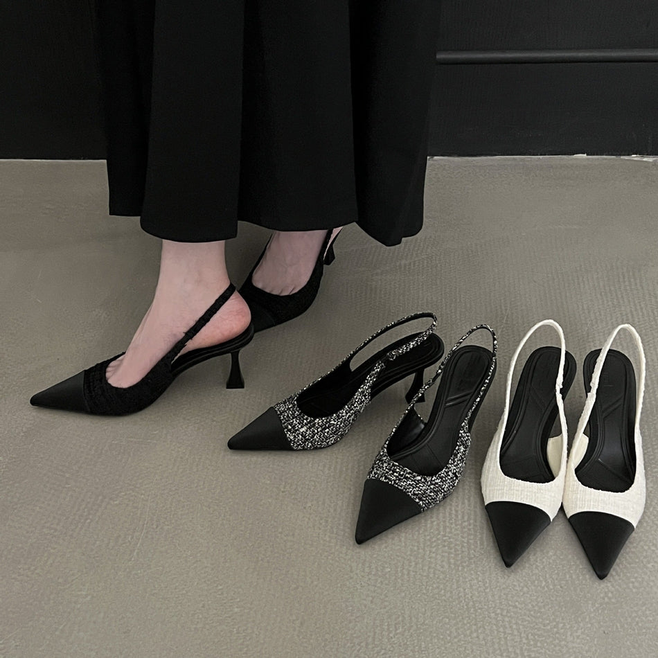 French Style Pointed-Toe Elegant Backless High Heels