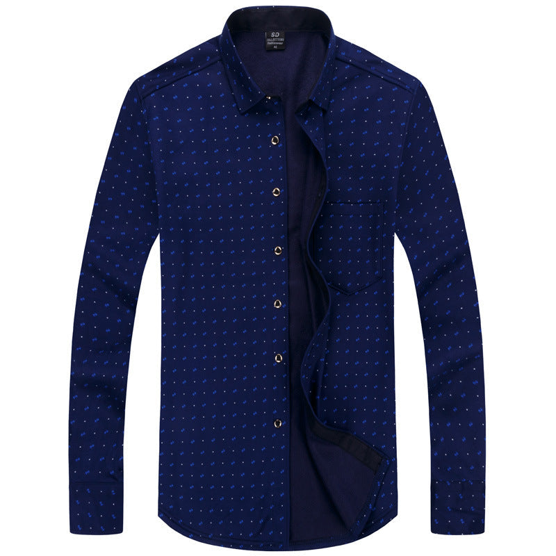 STOCK-Fleece Lined Warm Plaid Mens Shirt 2025