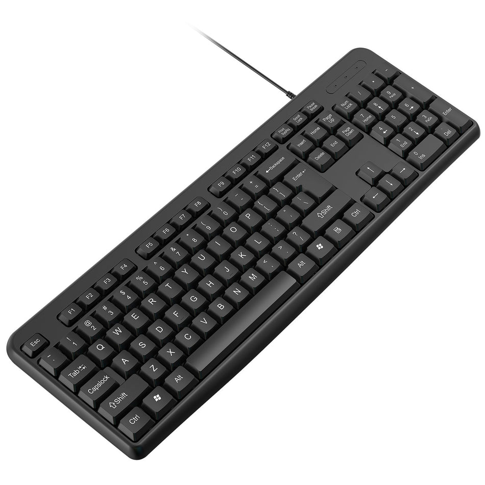 Splash-Proof USB Wired Office Keyboard with Chocolate Keys