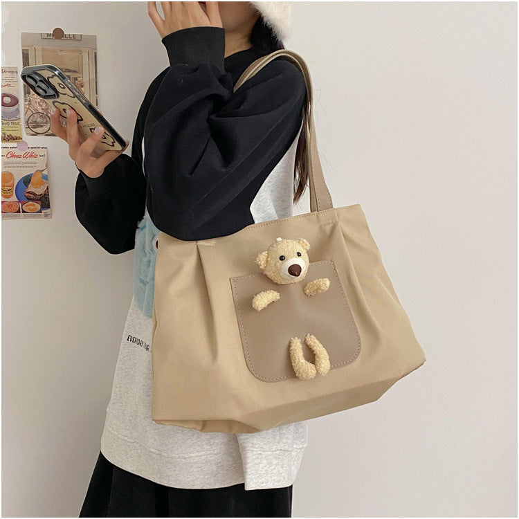 Bear Print Tote – Cute Canvas Commuter Bag