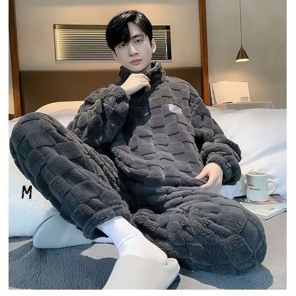 Men’s Autumn-Winter Coral Velvet Pajama Set
