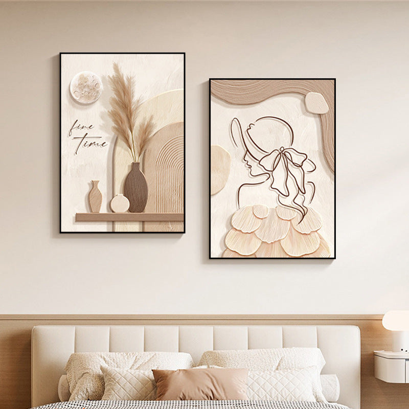 Cream Style Abstract Wall Painting – Bedroom & Living Room 🎨