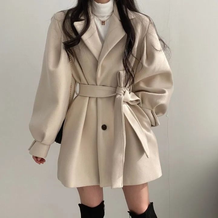 INSTOCK-Women's Woolen Wind Coat Long Loose Autumn Winter