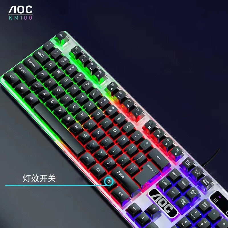 AOC KM100 Wired Combo – RGB Keyboard & Mouse Set