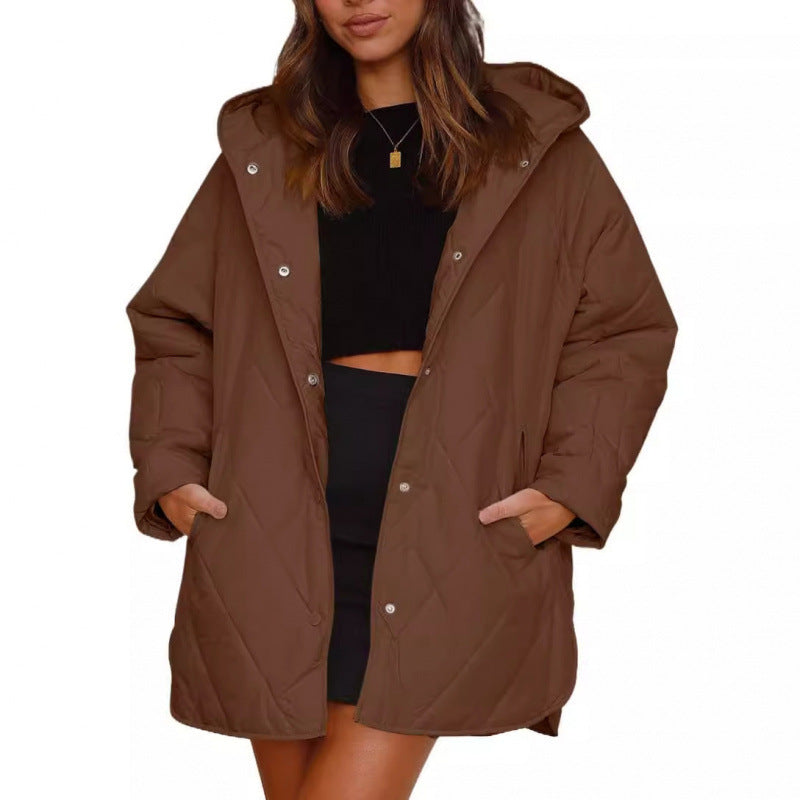 STOCK-2026 Quilted Hooded Lightweight Winter Jacket for Women