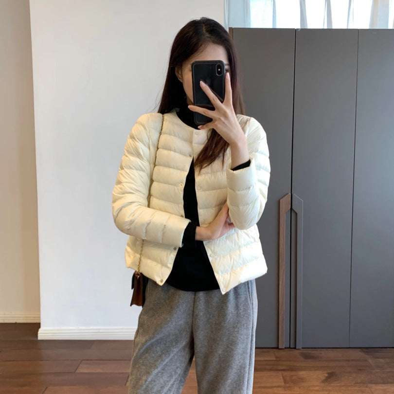 INSTOCK-Women's Round Neck Lightweight Goose Down Jacket