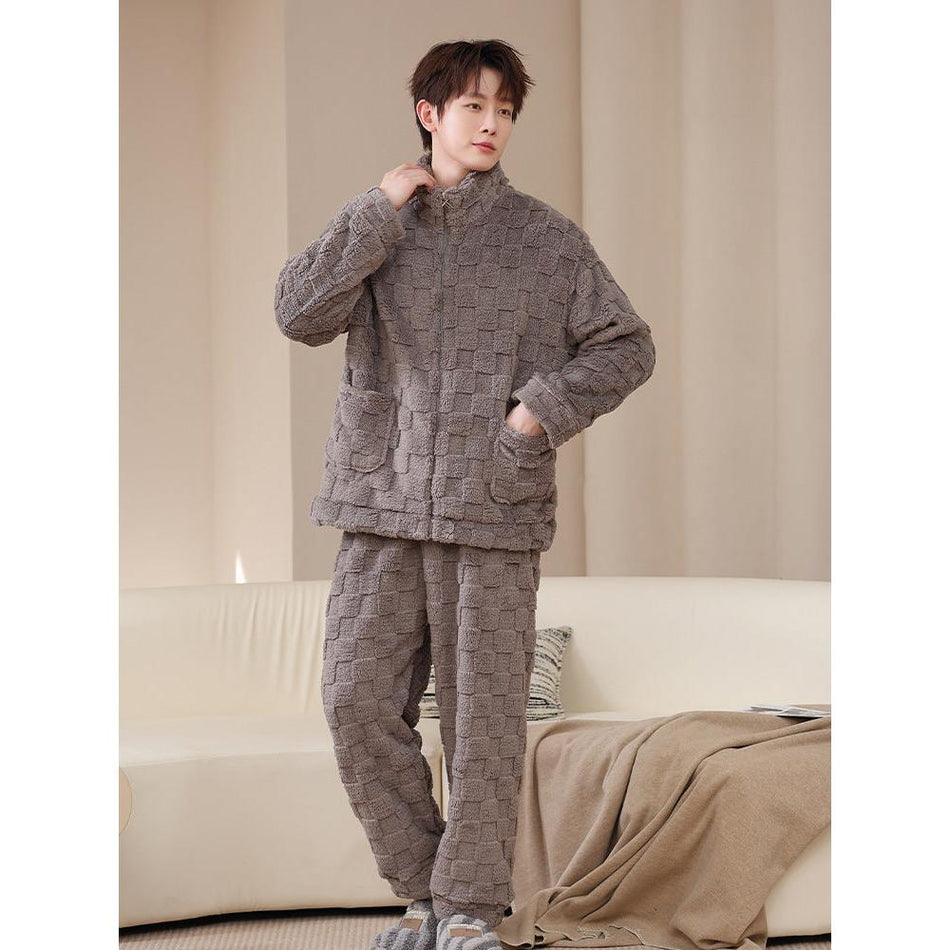 Men’s Coral Velvet Loungewear – Thick Fleece Set