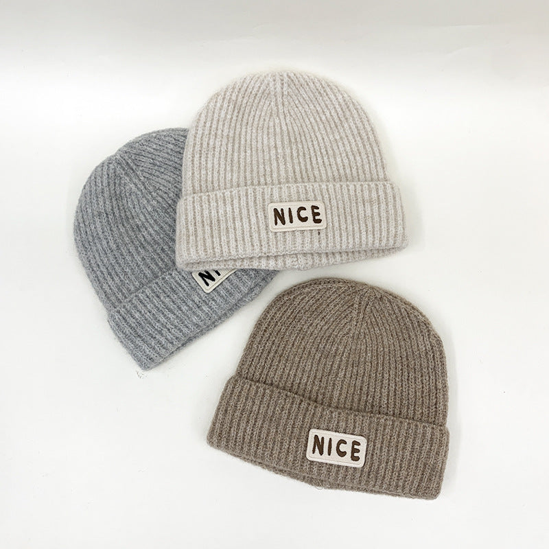 Unisex Korean Letter Wool Hat – Autumn/Winter Warm Knitted Beanie