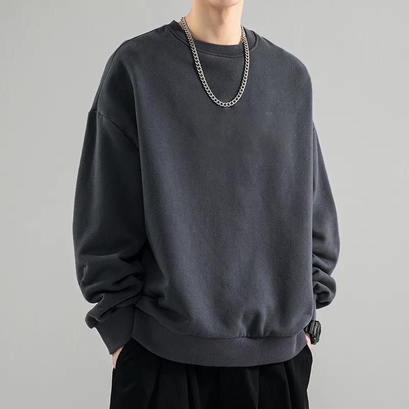 Men’s Loose Crewneck Sweater Long-Sleeve Base Shirt