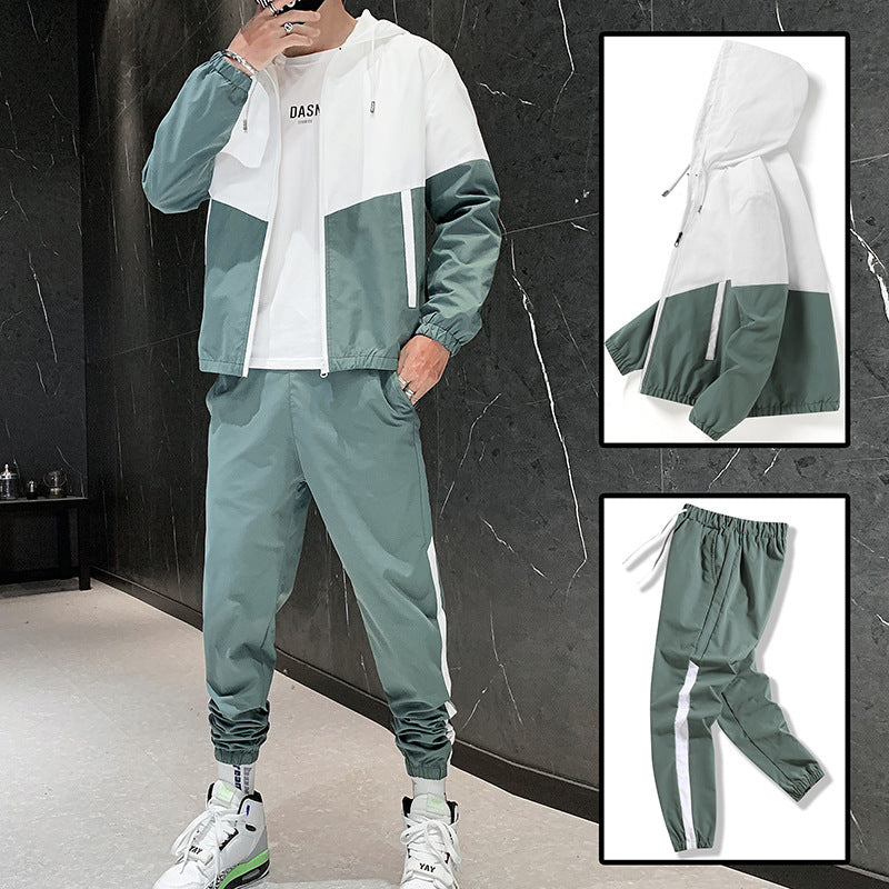 Men’s Korean-Style Sports Suit – Trendy Two-Piece Jacket Set