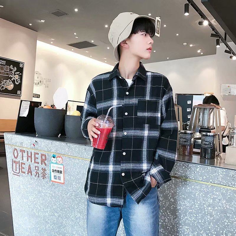 STOCK-Men’s Plaid Long-Sleeved Casual Shirt – Stylish &