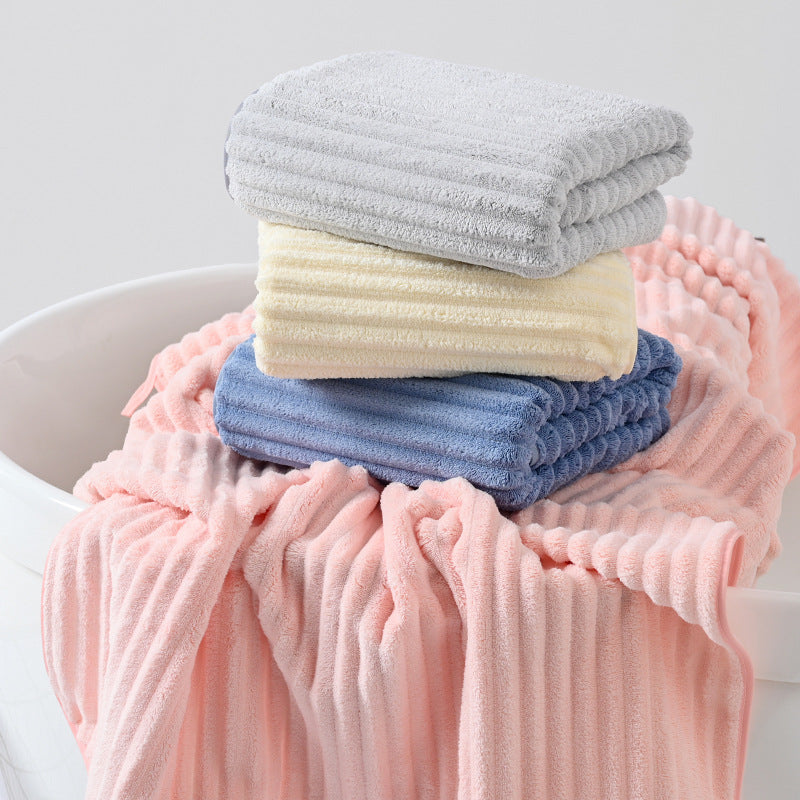 Coral Fleece Thickened Bath Towel – Soft, Lint-Free &